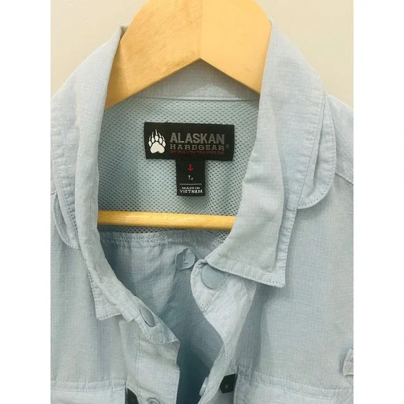 Duluth Trading Alaskan Hardgear L/S Fishing Shirt Blue Vented Snap Button Large - Picture 2 of 3